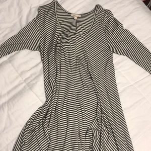 Green and white striped dress